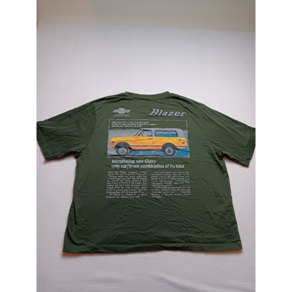 Chemistry Chevrolet Blazer Vintage Ad Graphic T-Shirt Mens L Green Chevy Truck